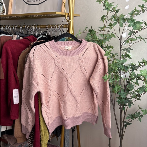Hem & Thread Sweaters - Hem & Thread Blush Cable Knit Sweater